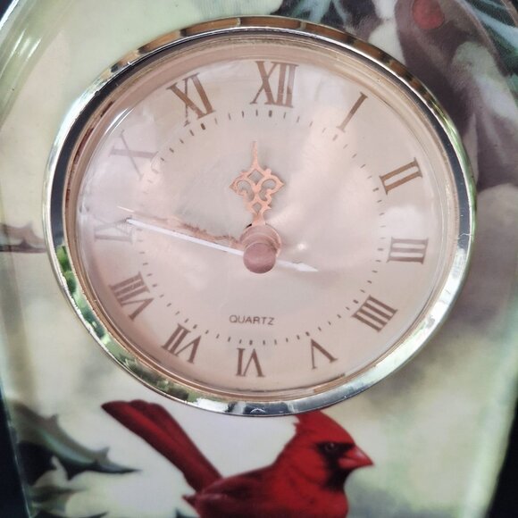 Vintage Hartman Brothers Cardinal in Holly Branch Mantel Porcelain Clock Granny - Picture 5 of 6